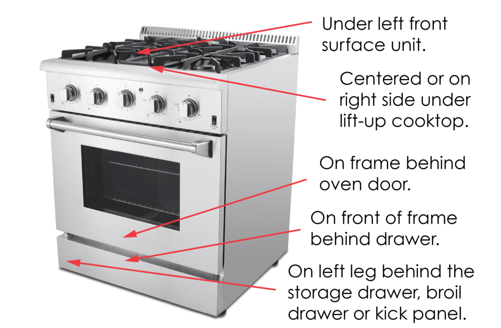 Where to find appliance model serial number_gas electric oven range